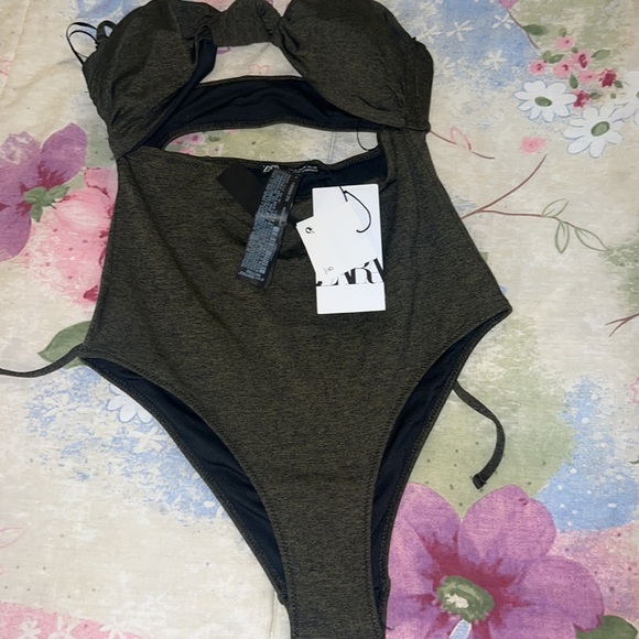 Dark green knotted swim suit one piece Zara - Picture 7 of 10